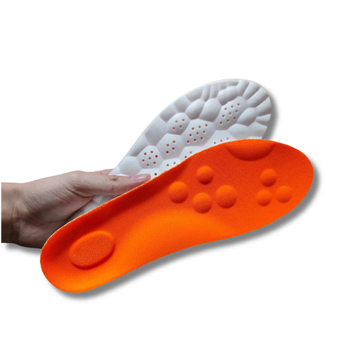 SoftStep Einlegesohlen mit weicher Dämpfung, Massagepunkten und atmungsaktivem Design in Orange und Weiß